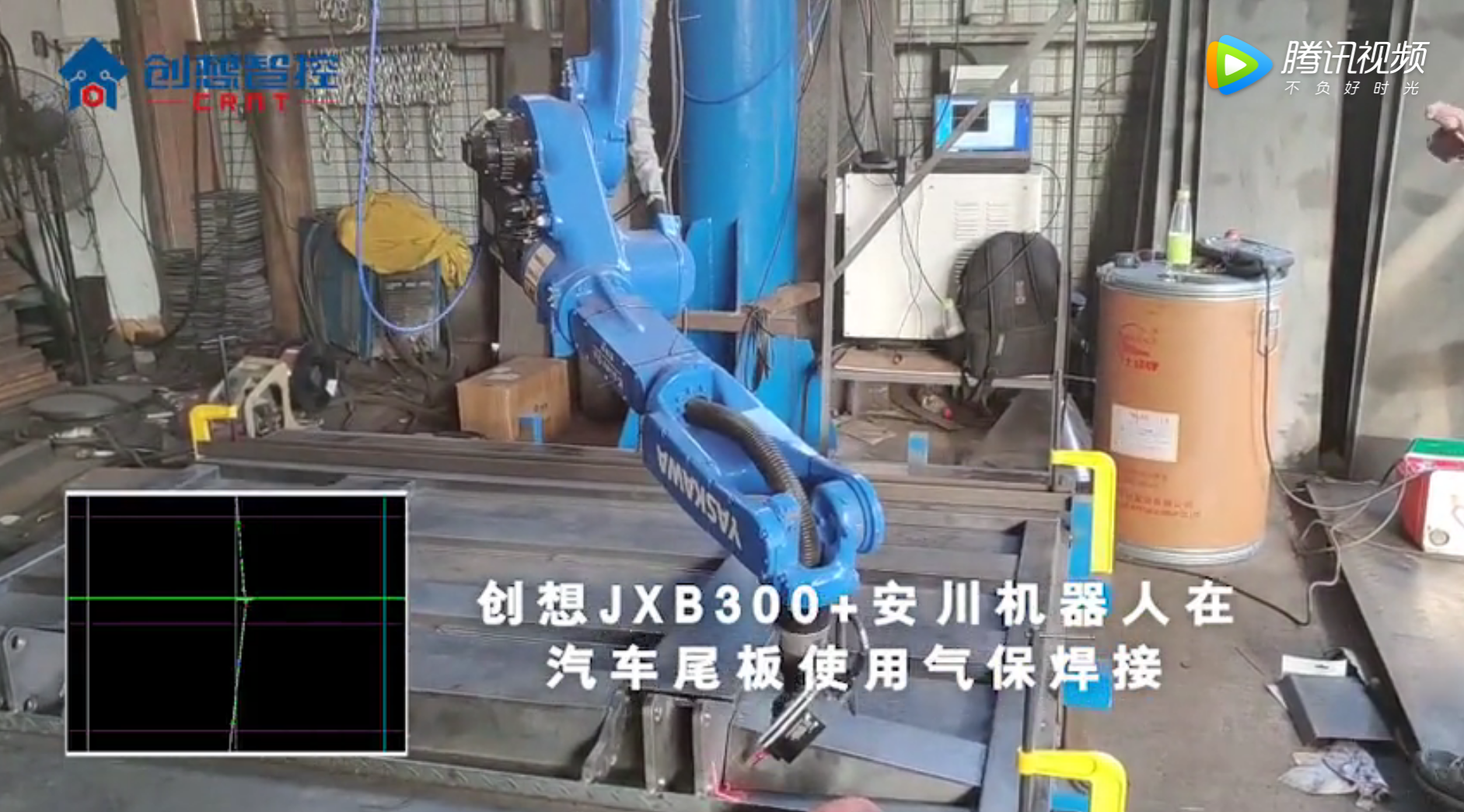  JXB300+安川機(jī)器人在汽車(chē)尾板使用氣保焊接實(shí)現(xiàn)四點(diǎn)求交點(diǎn)、點(diǎn)位組合應(yīng)用